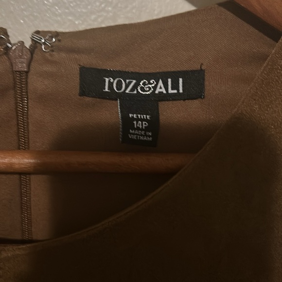 Roz & Ali, faux brown suede, flare dress - Picture 3 of 4